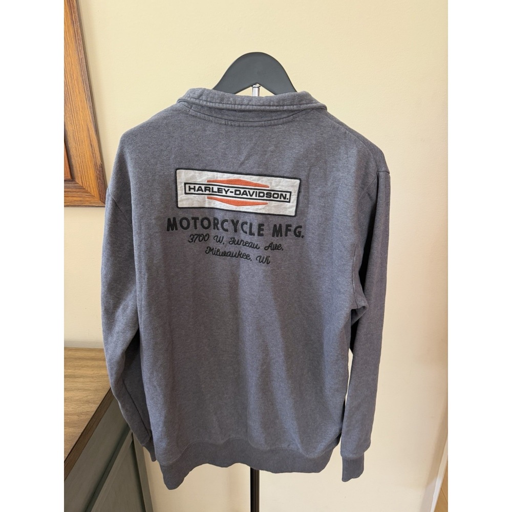 Harley Davidson Motorclothes Mens M Gray 1/4 Zip Fleece Back Graphic Sweatshirt - Picture 7 of 8